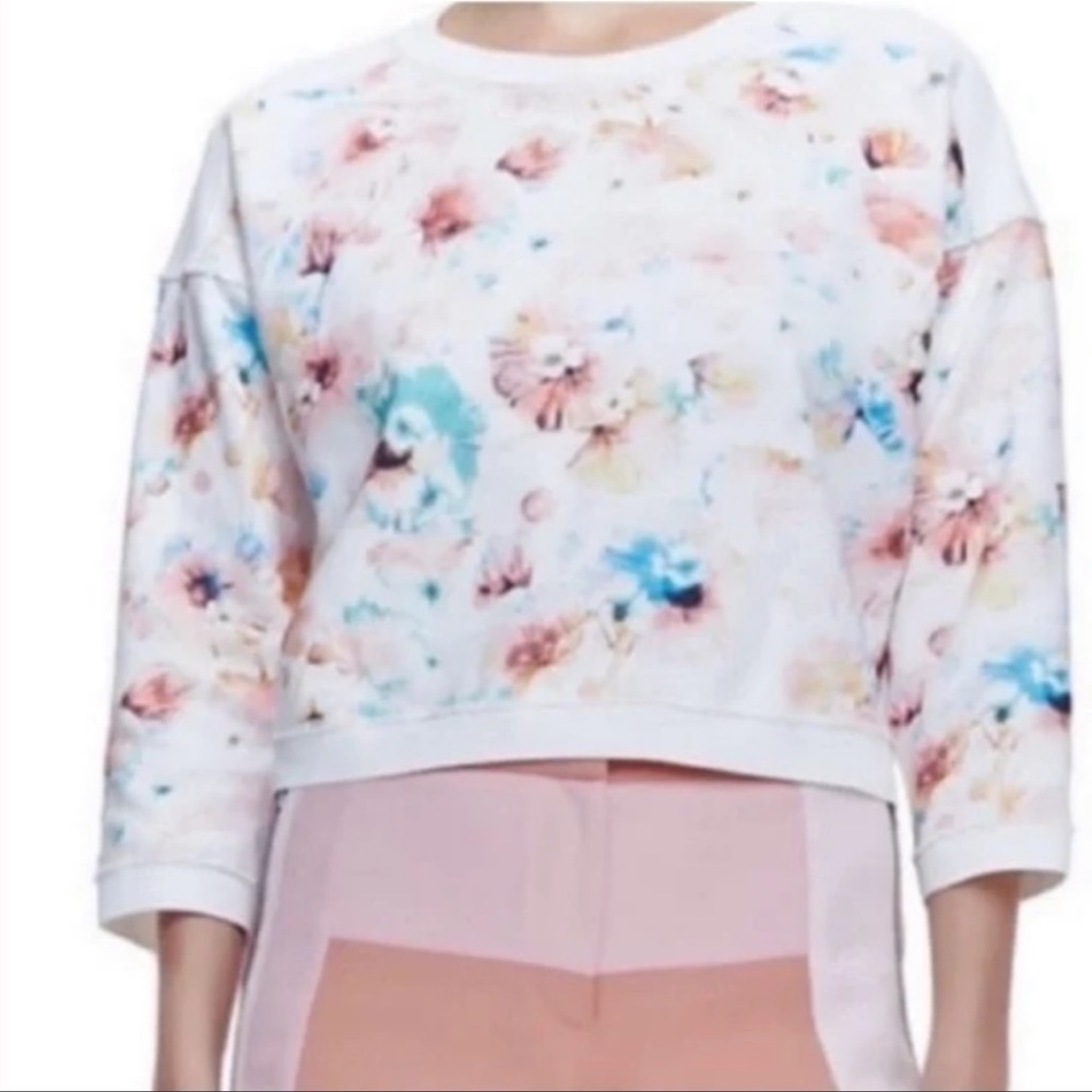 Rebecca Taylor Floral Cropped Sweatshirt